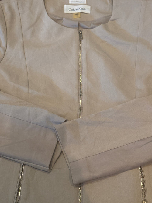Calvin Klein Beige Zip-Up Jacket Size 10 - detail image 2