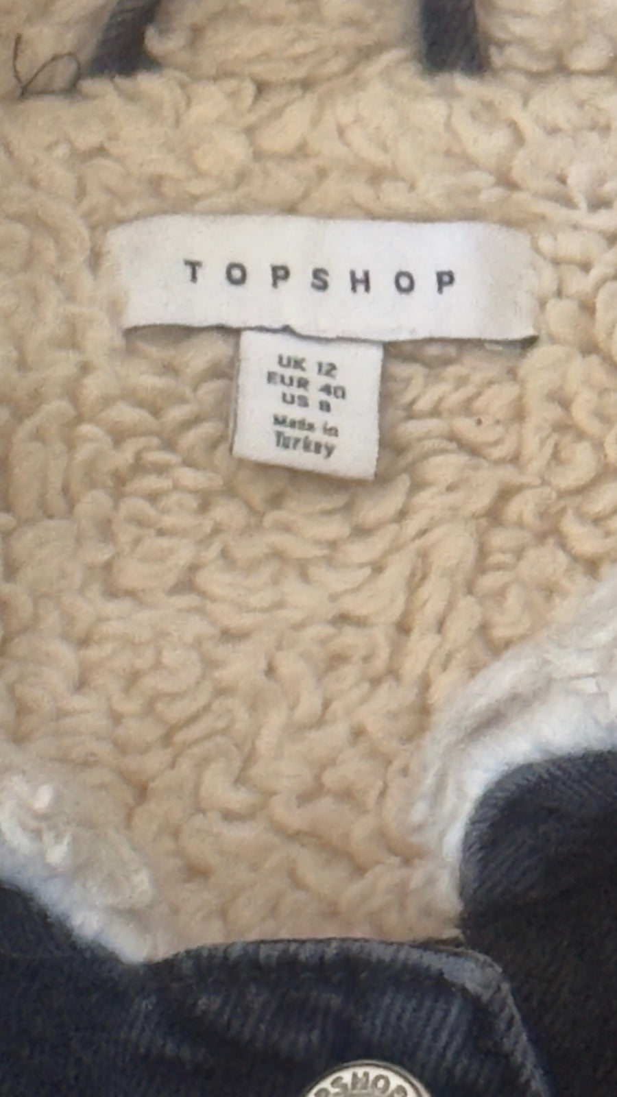 Topshop Black Denim Sherpa Lined Jacket UK 12 EUR 40 - detail image 4