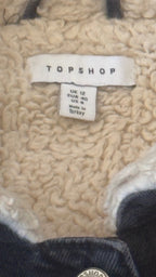 Topshop Black Denim Sherpa Lined Jacket UK 12 EUR 40 - detail image 4