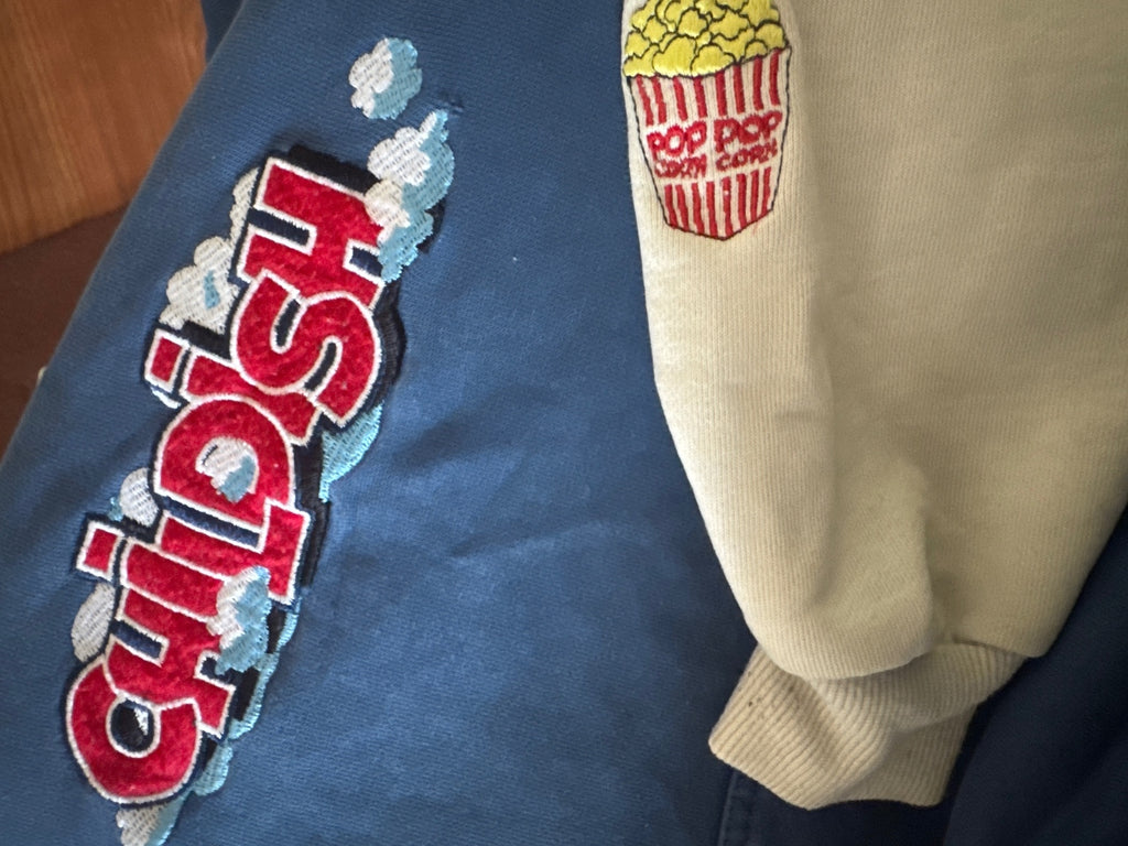 Childish Theme Park Hoodie with Popcorn Sleeve Embroidery - detail image 6