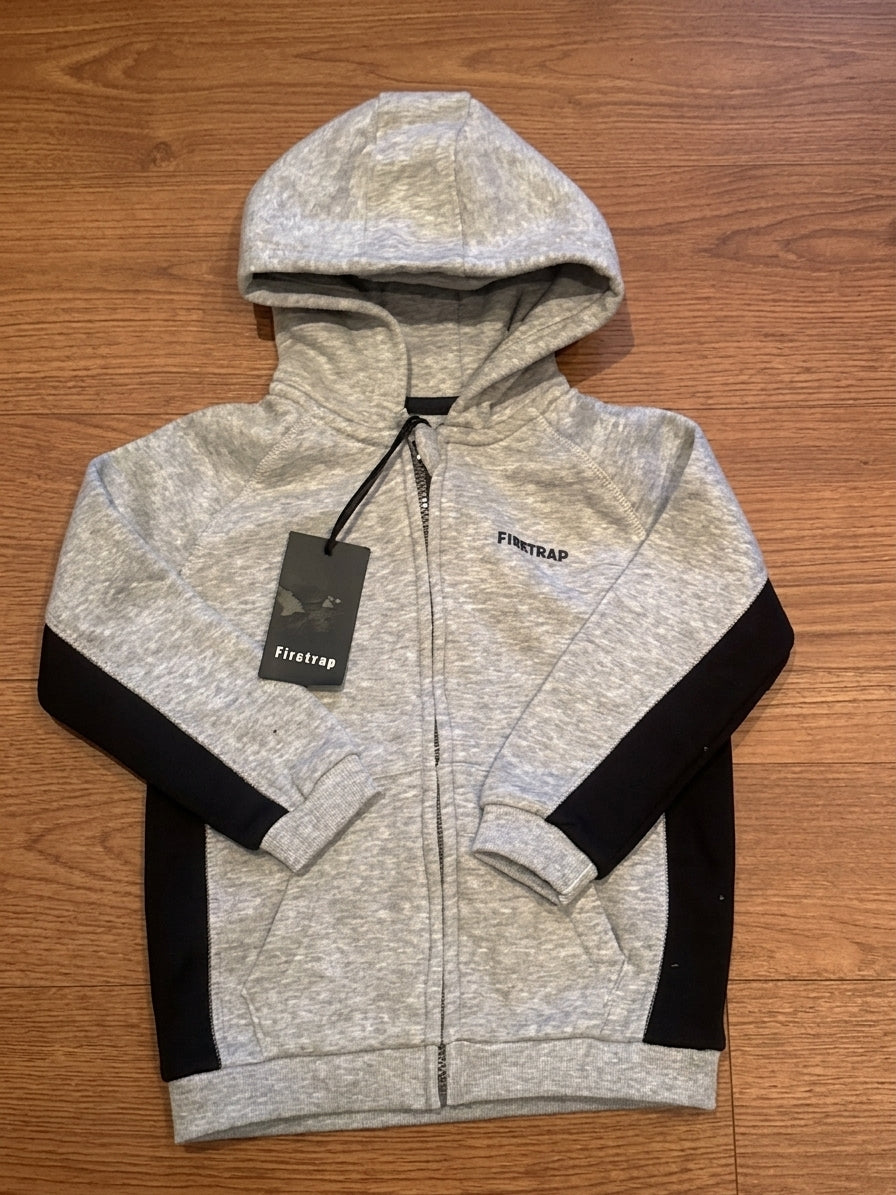 Firetrap Grey Marl Zip-Up Hooded Sweatshirt – actual item photograph