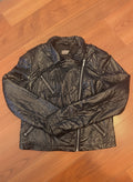 Oasis Black Shiny Faux Leather Biker Jacket Medium
