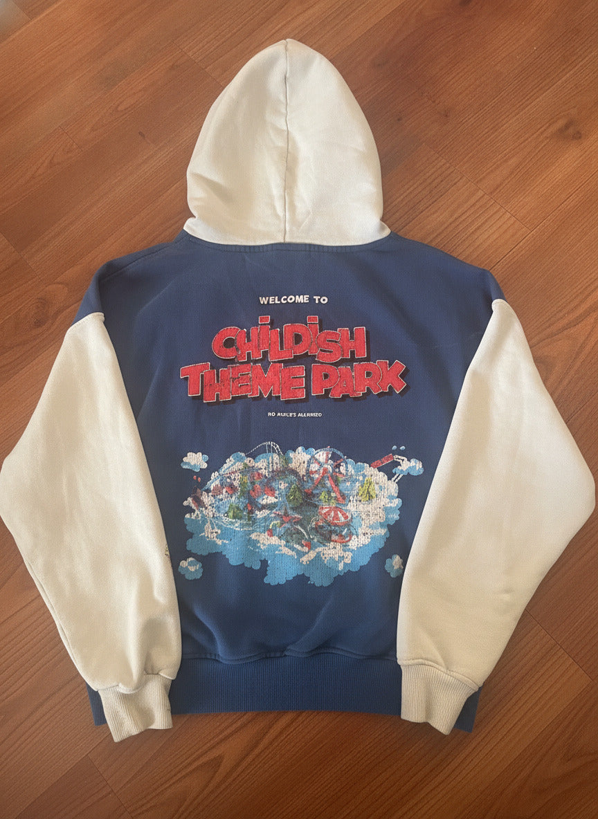 Childish Theme Park Hoodie with Popcorn Sleeve Embroidery - detail image 2