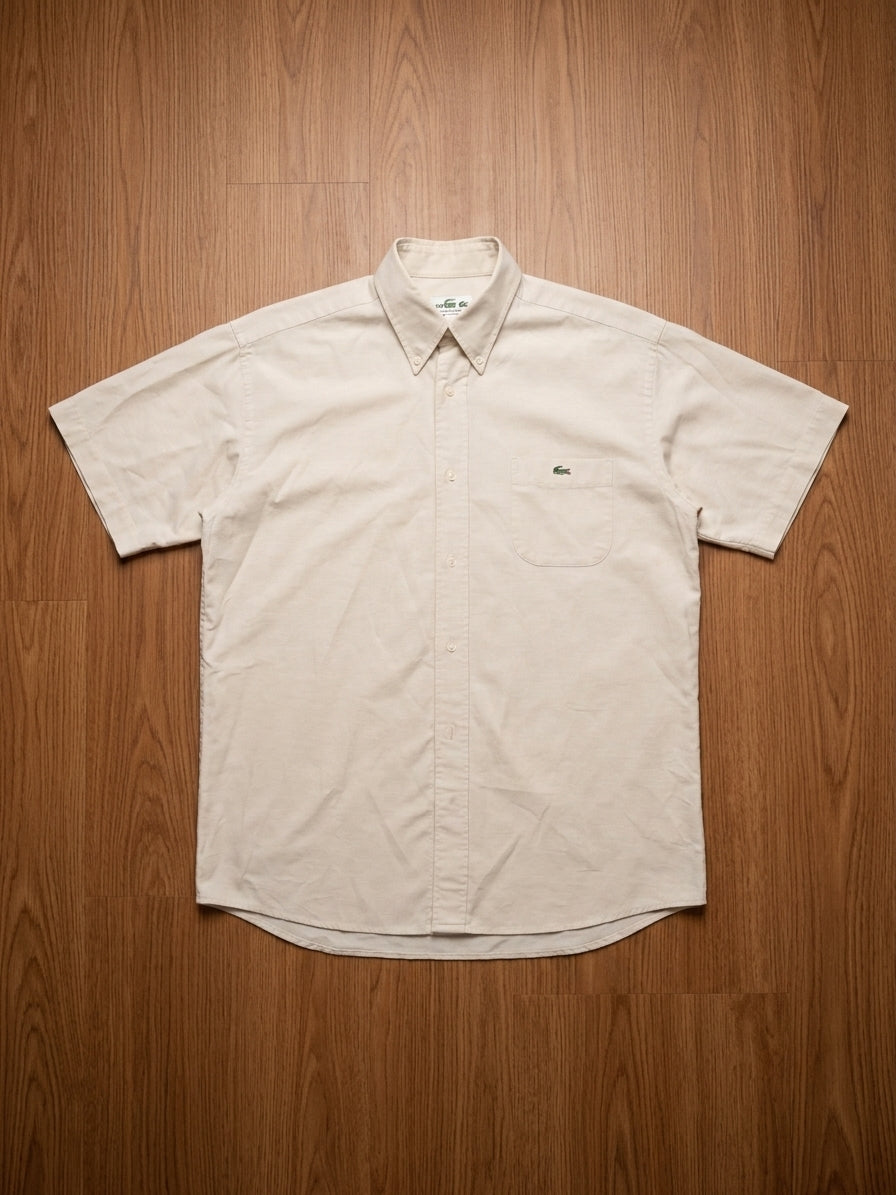 Lacoste Beige Short Sleeve Button-Up Shirt – actual item photograph