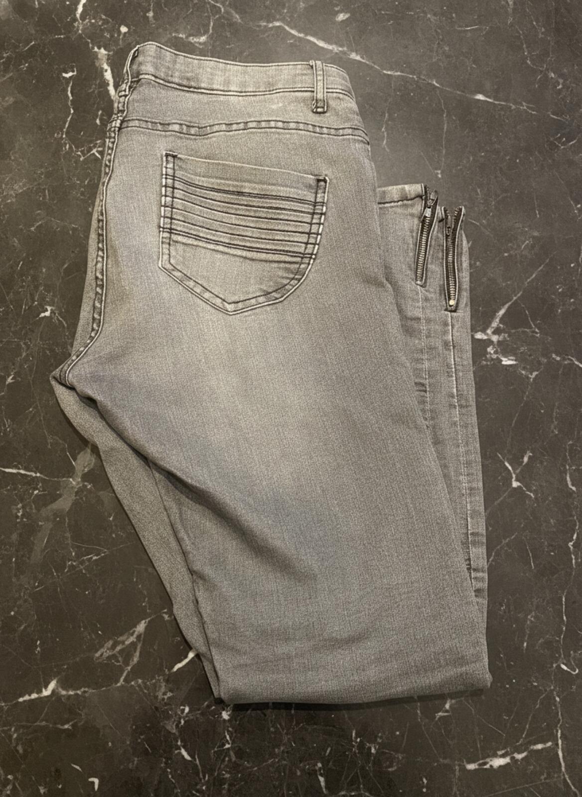Denim Co. Grey Zip Detail Skinny Jeans UK 14