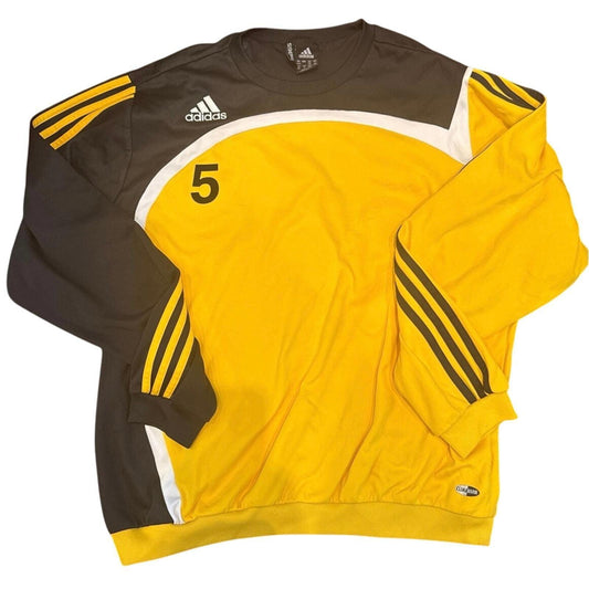 Mens Adidas clima365 fully embroidered football jumper in black and yellow