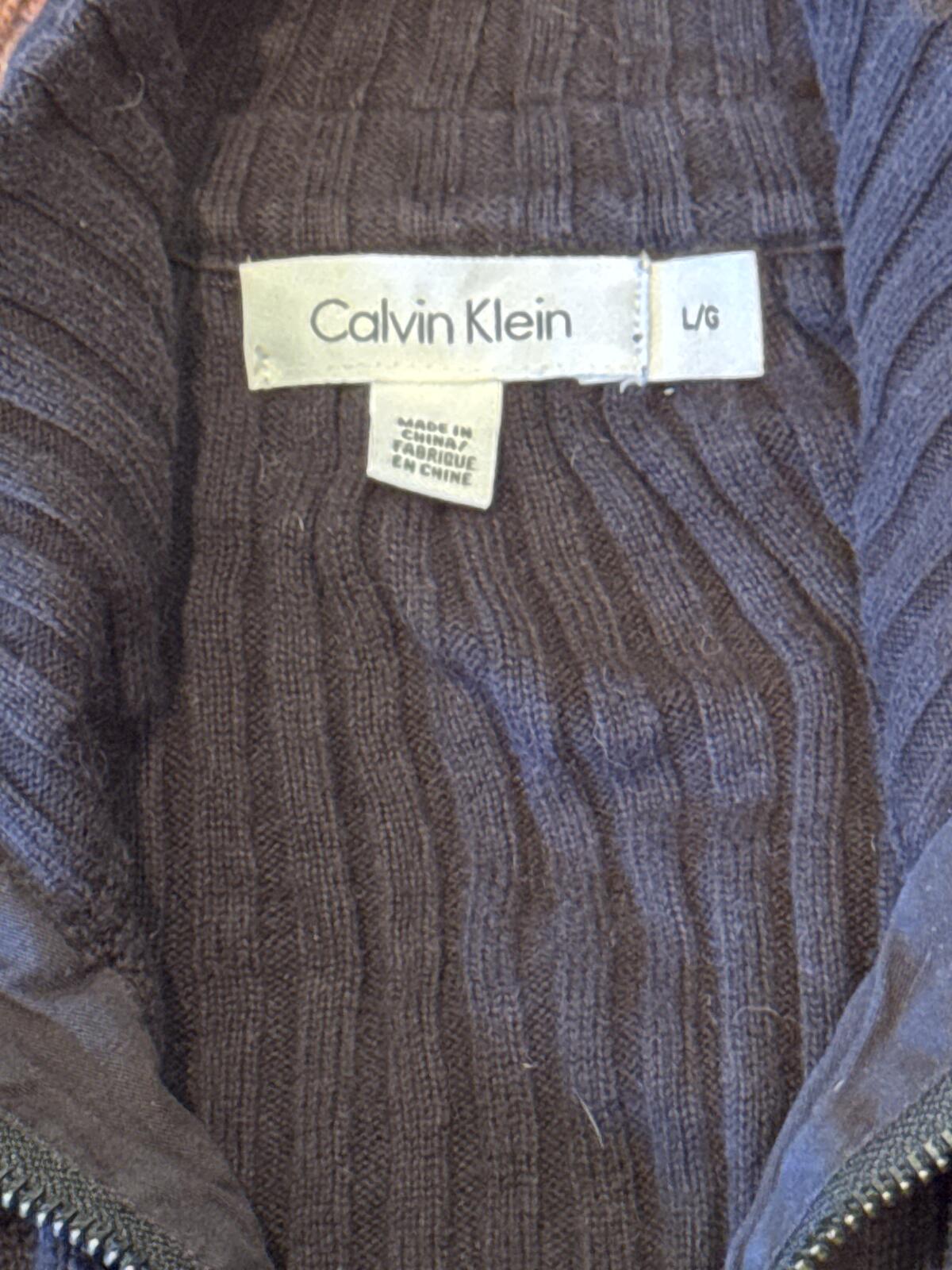 Calvin Klein Ribbed Knit Zip Cardigan Size L