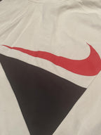 Nike White and Black Zip-Up Hoodie with Red Swoosh Logo