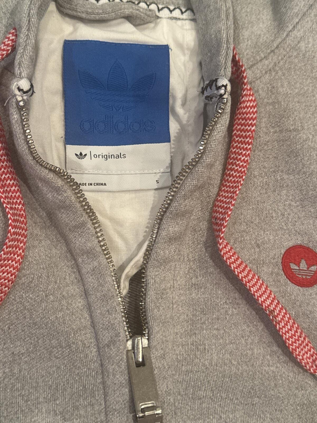 adidas Originals Grey Full Zip Hoodie Size S