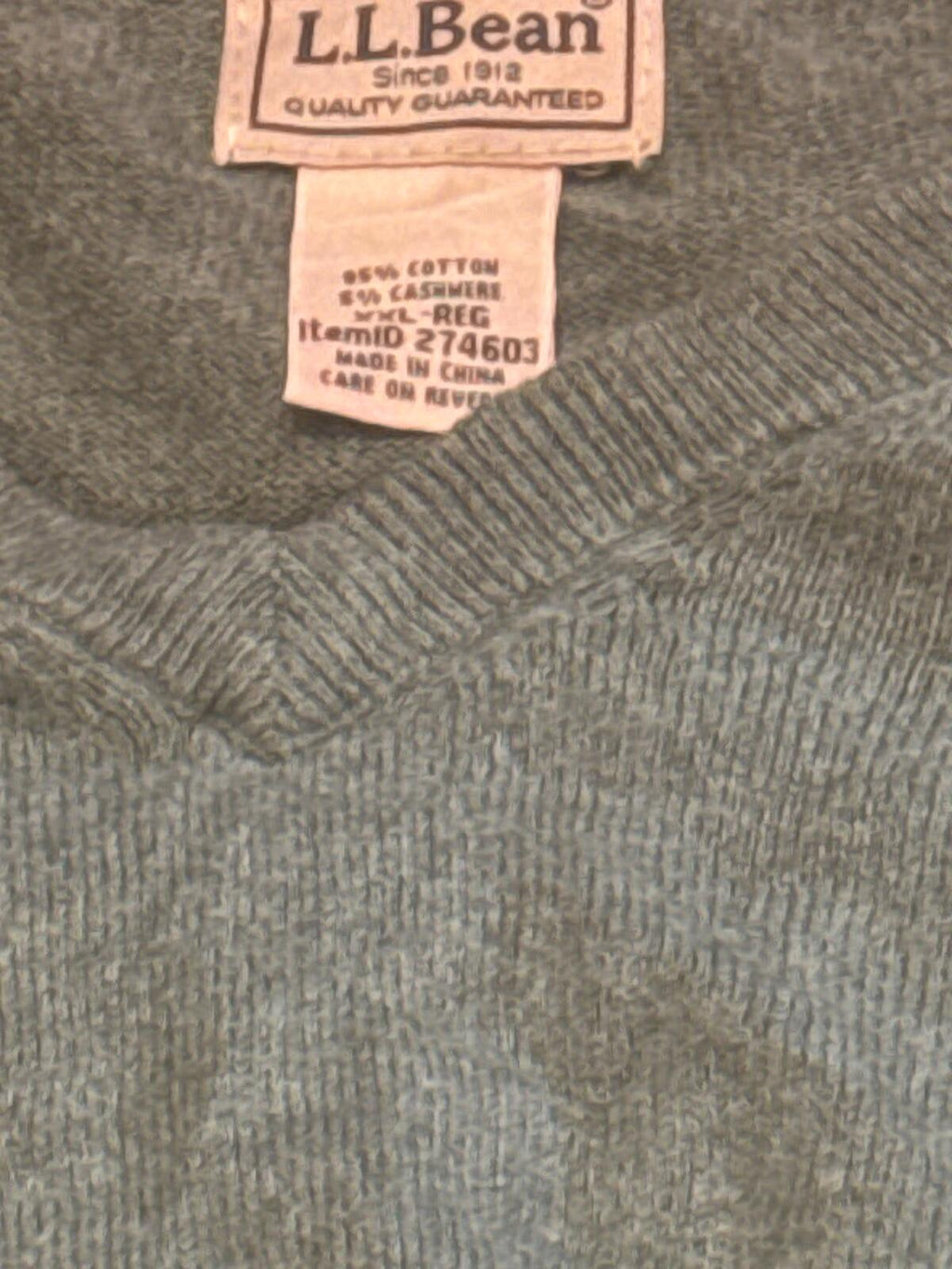 Men's V-Neck Cotton Cashmere Sweater Regular M