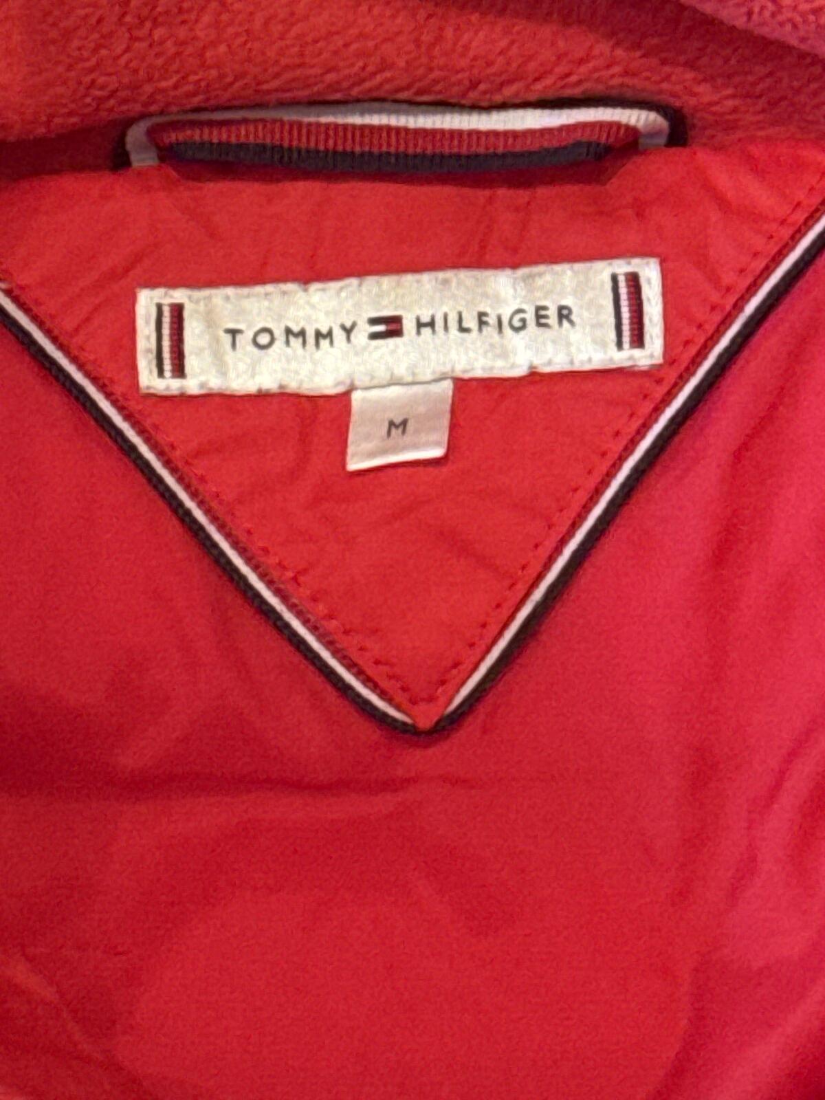 Tommy Hilfiger Red Hooded Puffer Coat with Faux Fur Trim