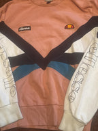 Ellesse Colourblock Sweatshirt UK 12 Pink White Black Teal