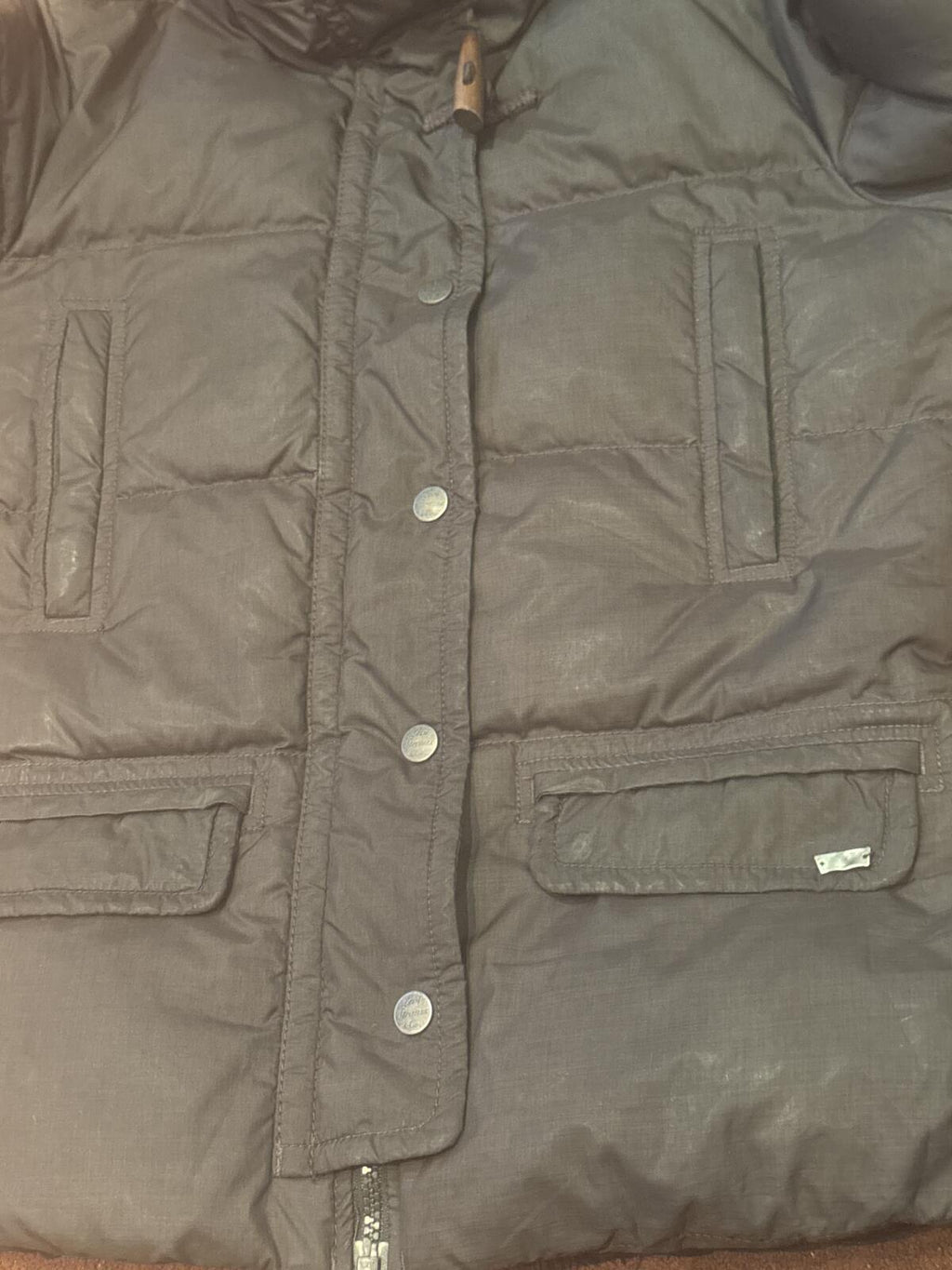 Levi's Men's Dark Olive Quilted Puffer Jacket Snap Front