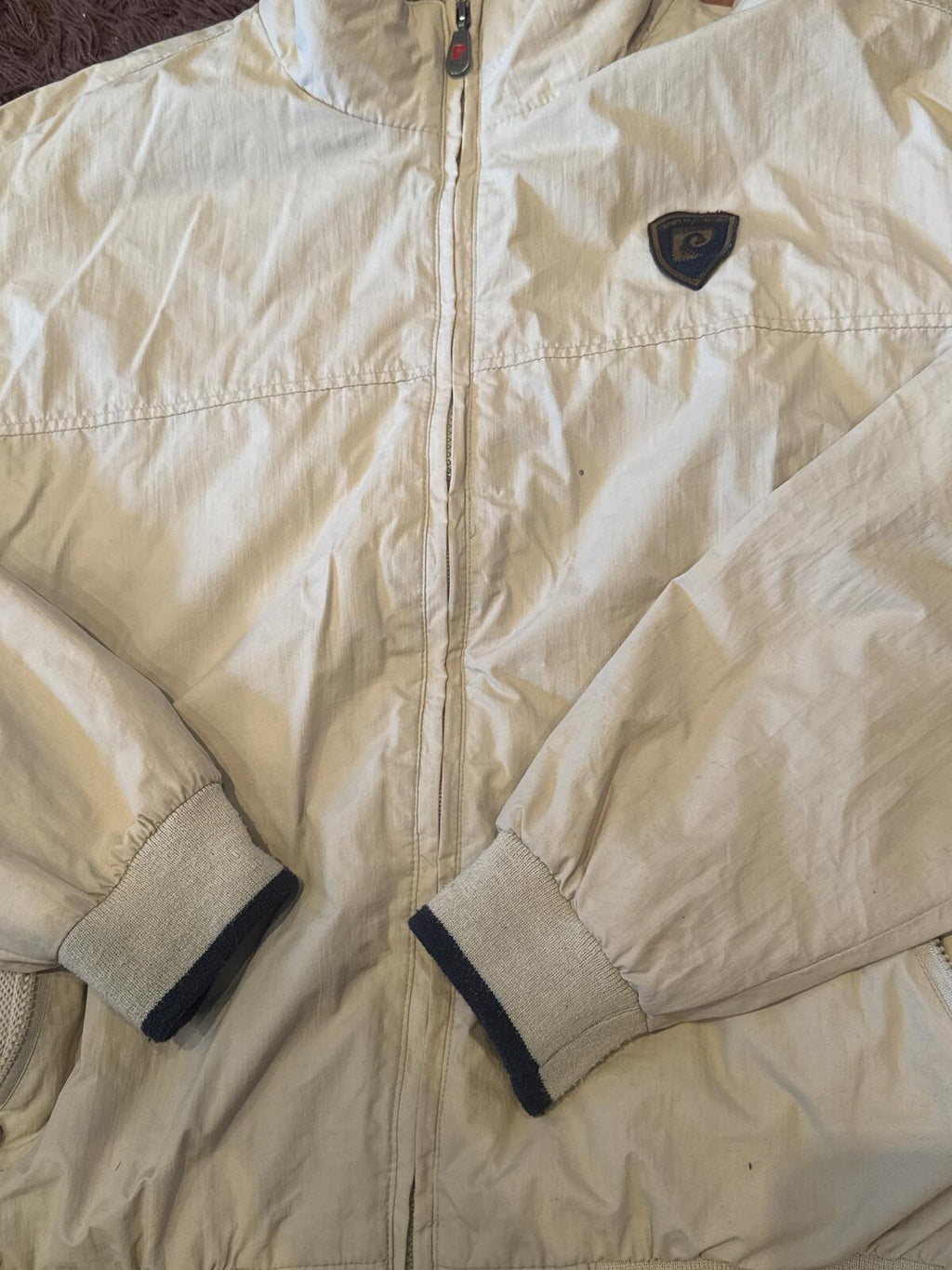 Pierre Cardin Cream Nylon Zip Windbreaker Jacket