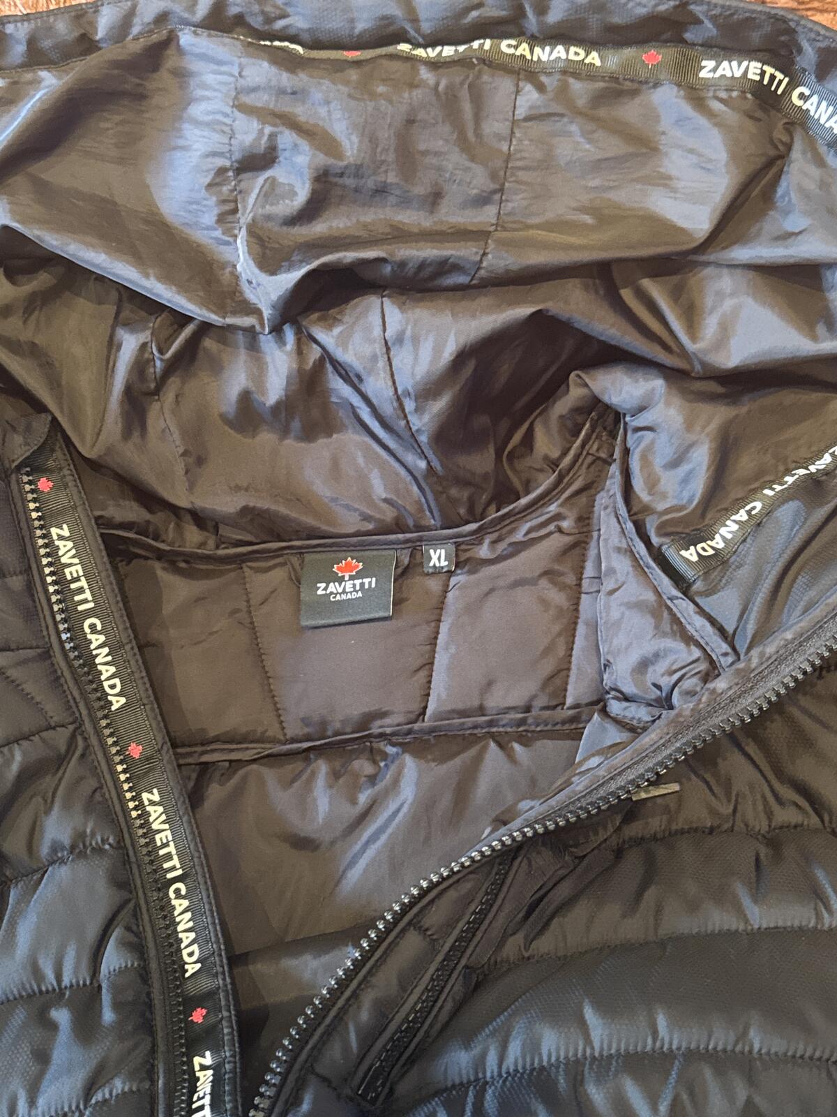 Zavetti Canada Black Hooded Puffer Jacket XL
