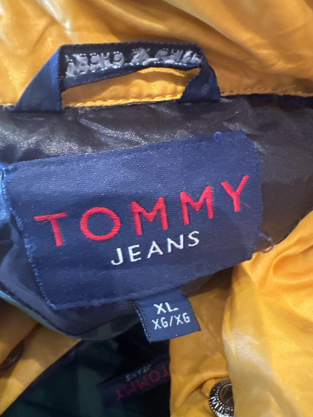 Tommy Jeans Black Puffer Jacket with Orange Lining Size XL