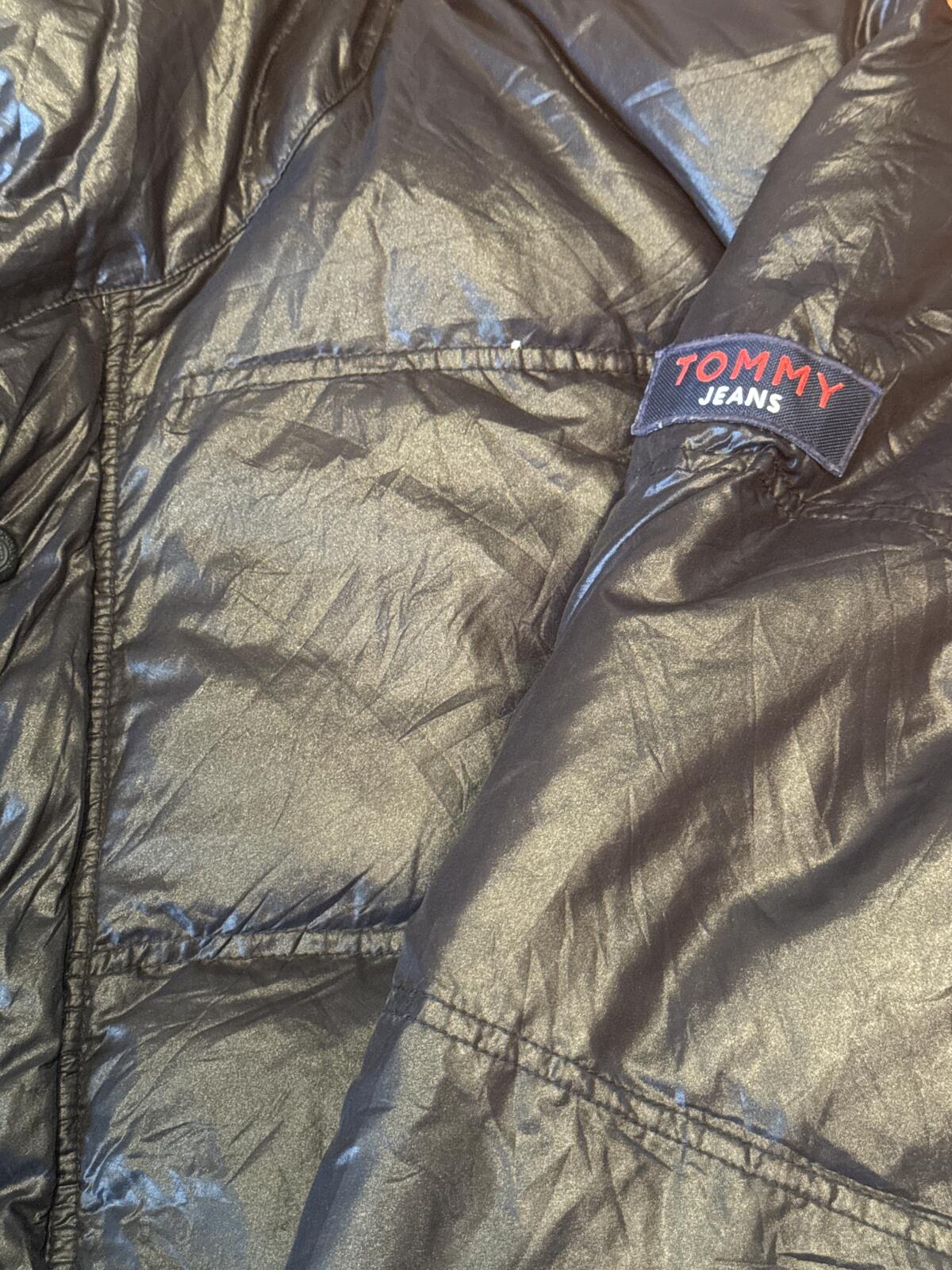 Tommy Jeans Black Puffer Jacket with Orange Lining Size XL