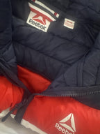 Reebok Men's Puffer Vest Navy Blue with Red and White Stripe