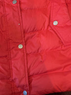 Tommy Hilfiger Red Hooded Puffer Coat with Faux Fur Trim
