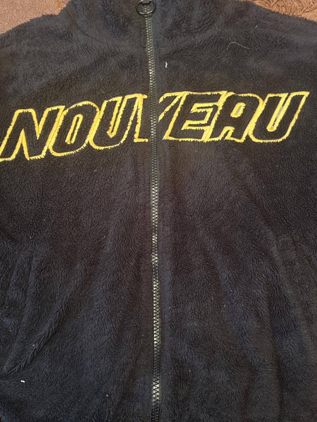 Urban Outfitters Black Fleece Zip Jacket with Yellow Logo