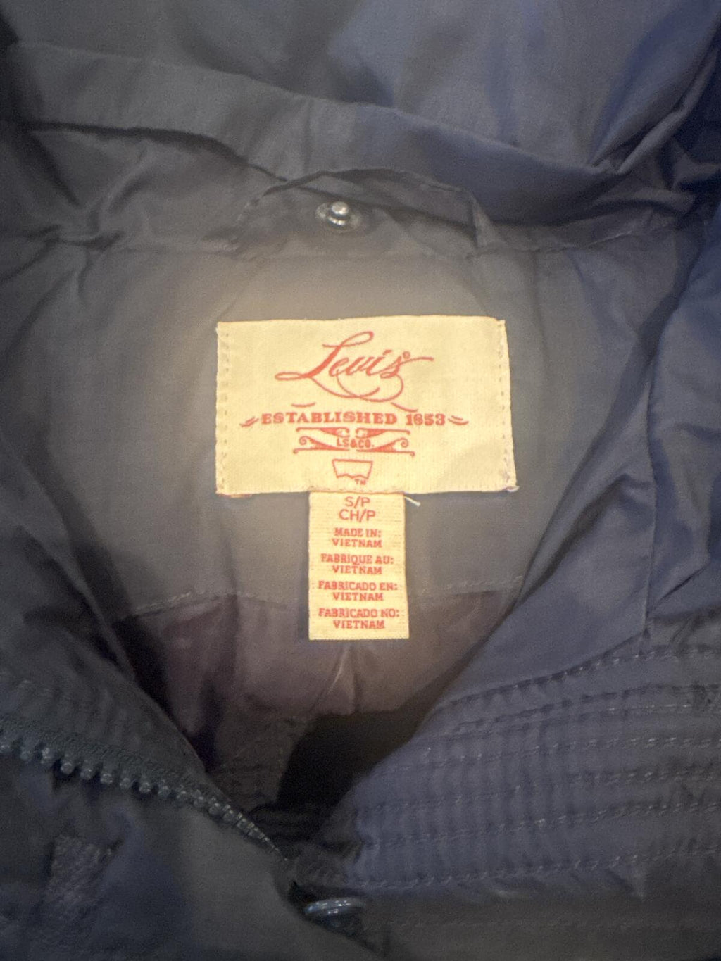 Levi's Men's Dark Olive Quilted Puffer Jacket Snap Front