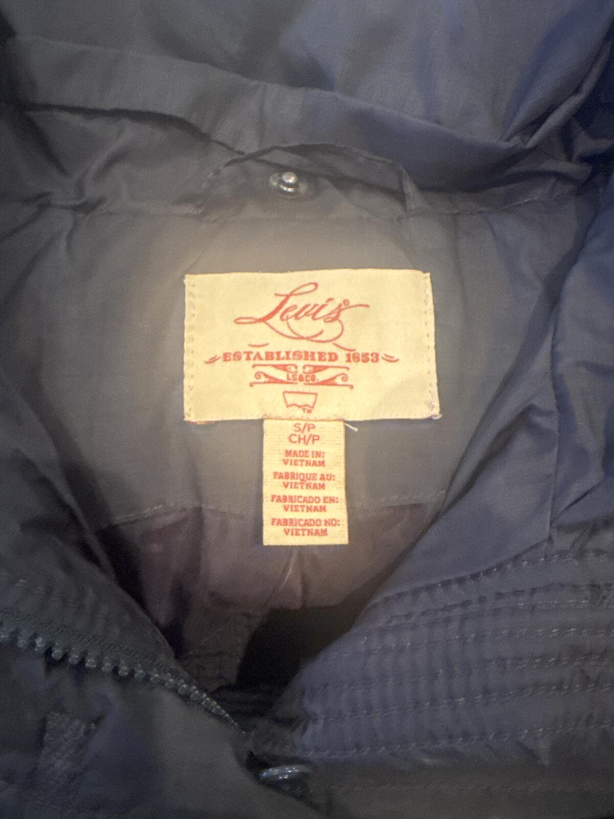 Levi's Men's Dark Olive Quilted Puffer Jacket Snap Front