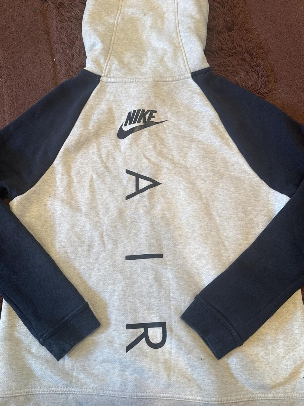 Nike Air Zip-Up Hooded Sweatshirt Grey and Navy Size S