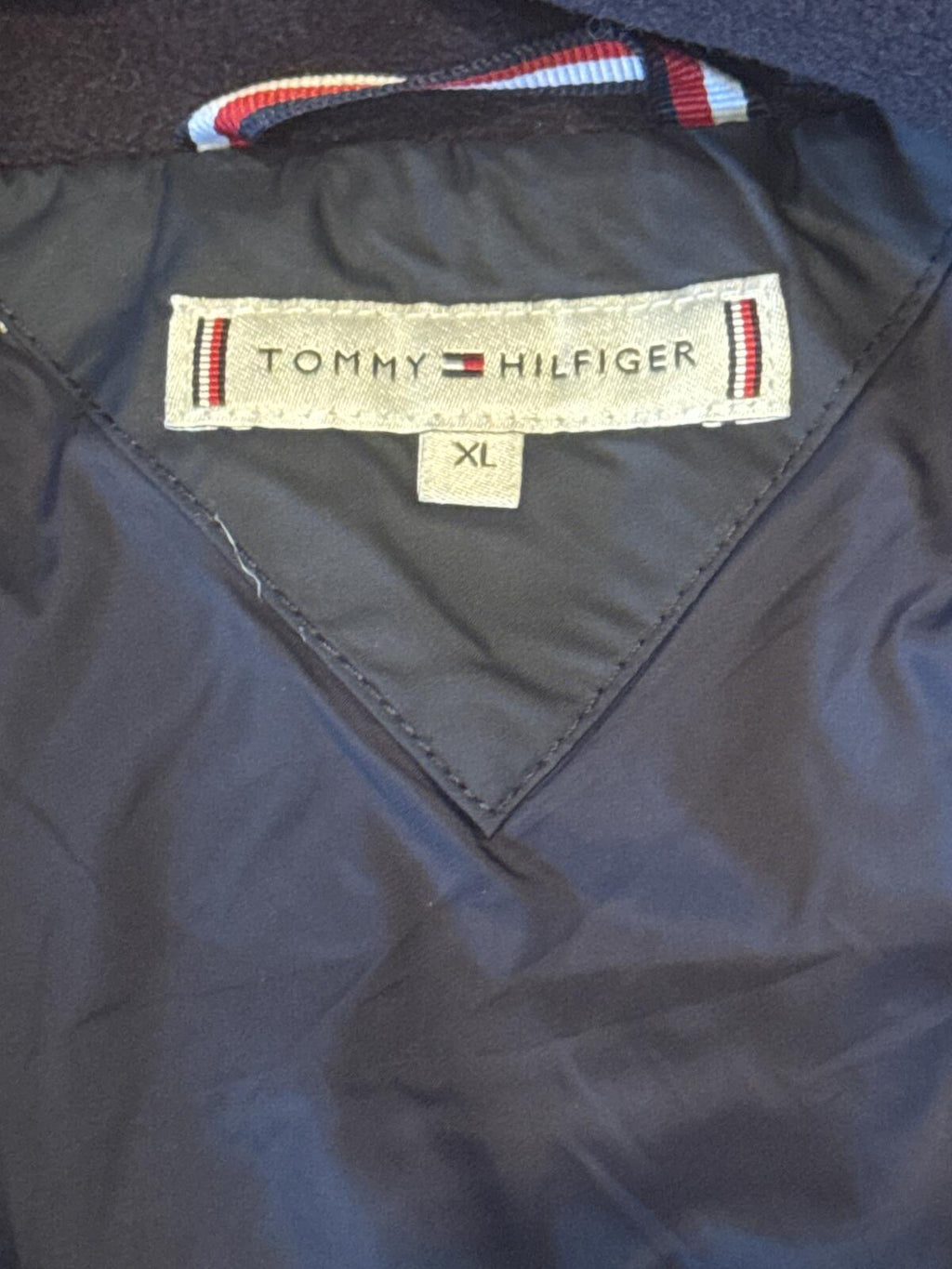 Tommy Hilfiger Navy Hooded Long Puffer Coat Size XL - detail image 3
