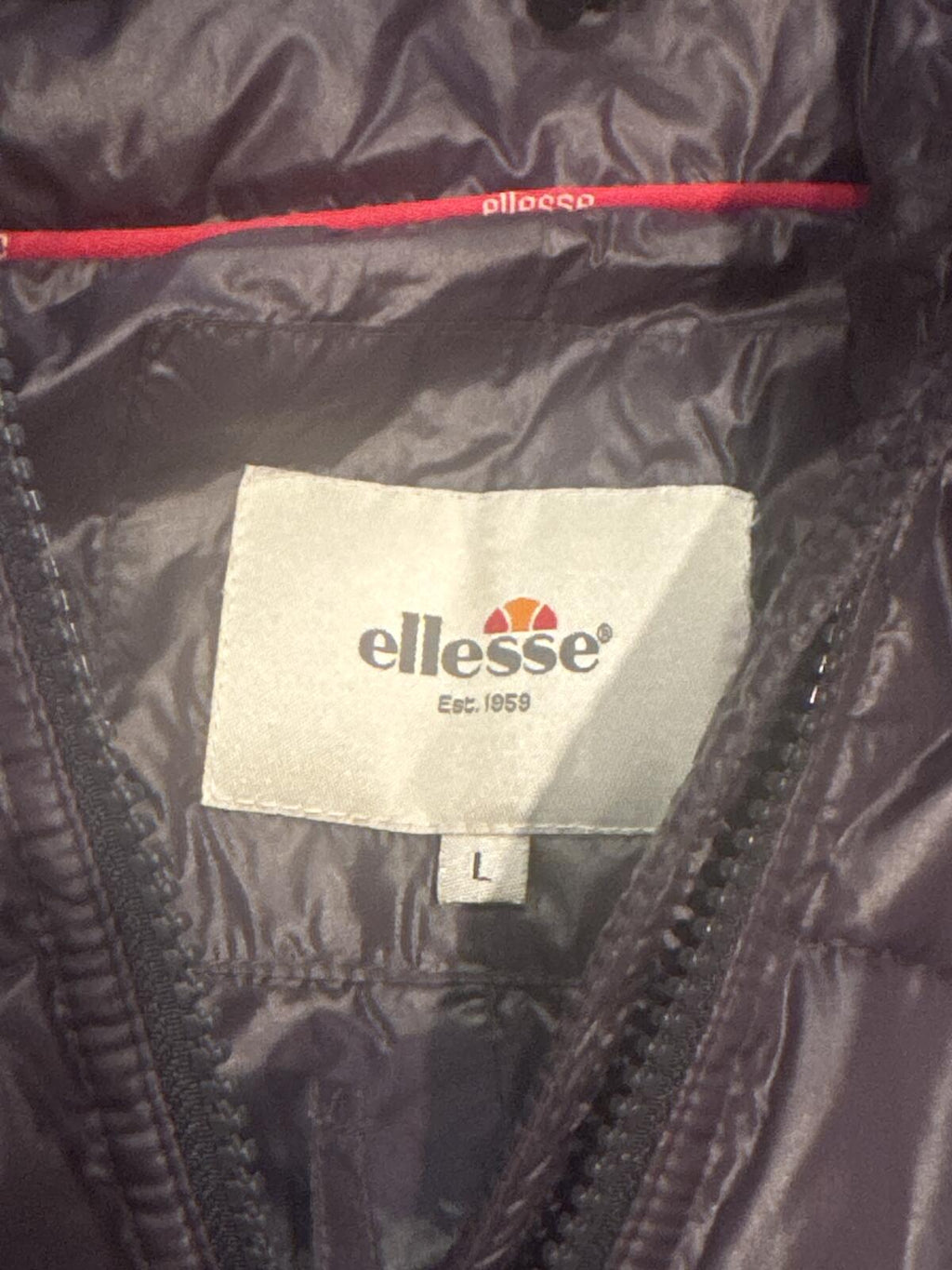 Ellesse Black Quilted Hooded Puffer Jacket Size L