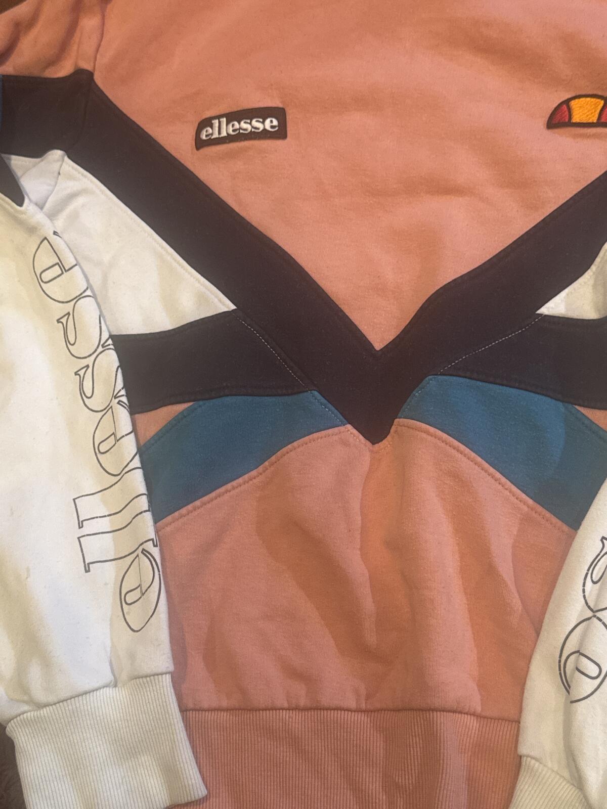 Ellesse Colourblock Sweatshirt UK 12 Pink White Black Teal