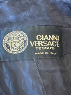 Gianni Versace Tessuti Navy Satin Hooded Zip Jacket Made in