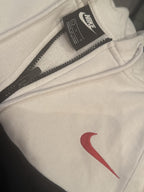 Nike White and Black Zip-Up Hoodie with Red Swoosh Logo