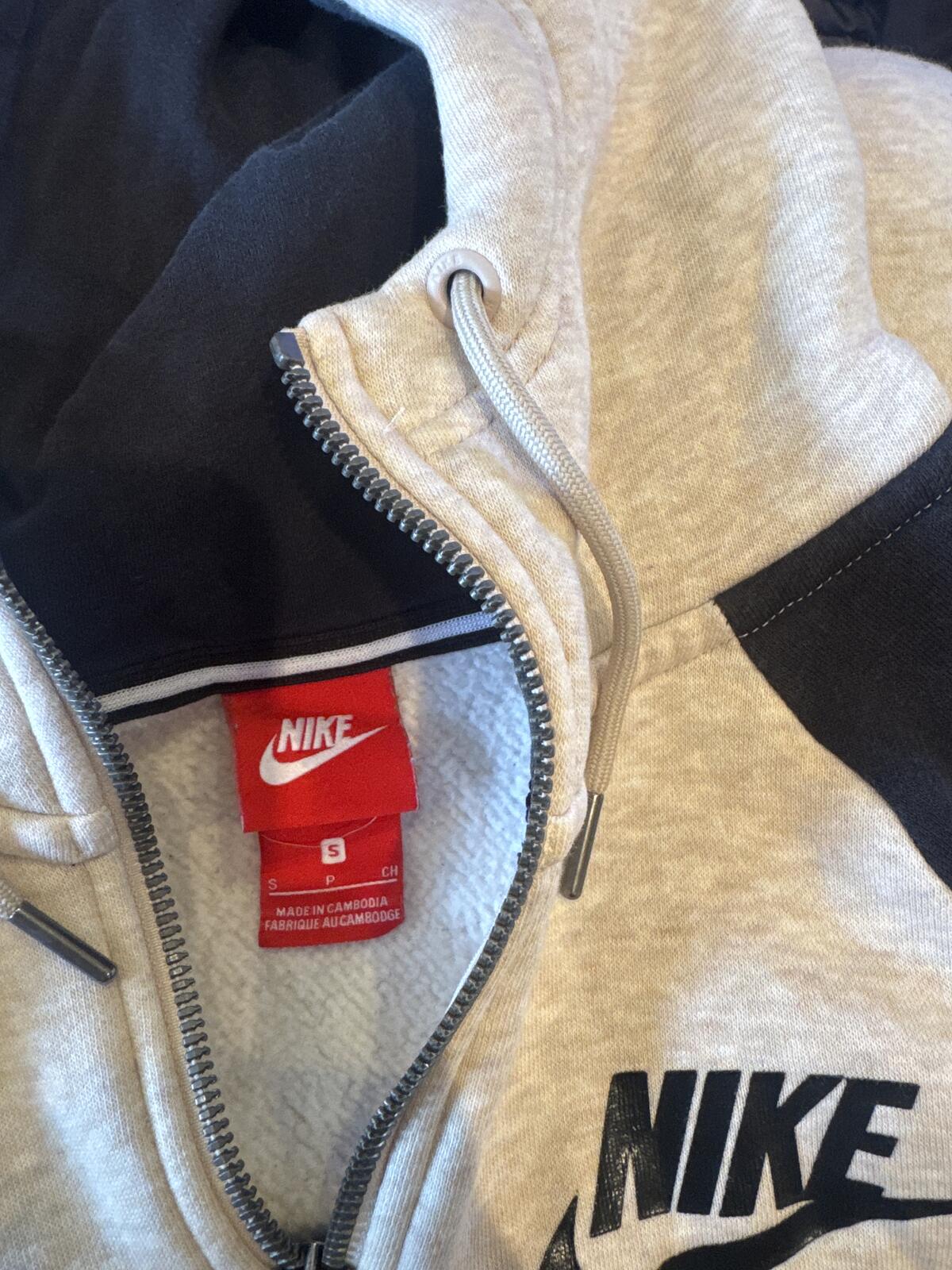 Nike Air Zip-Up Hooded Sweatshirt Grey and Navy Size S
