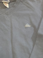 Adidas Grey V-Neck Sweatshirt Pullover Long Sleeve