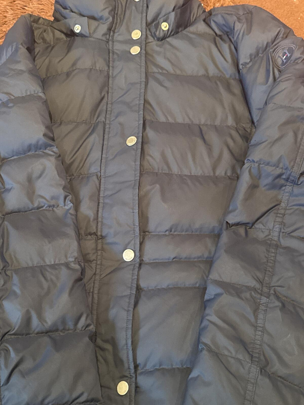 Tommy Hilfiger Navy Hooded Long Puffer Coat Size XL - detail image 2