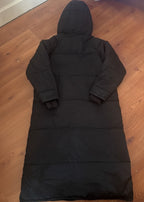 Zara Long Black Puffer Coat with Hood - XS - detail image 4