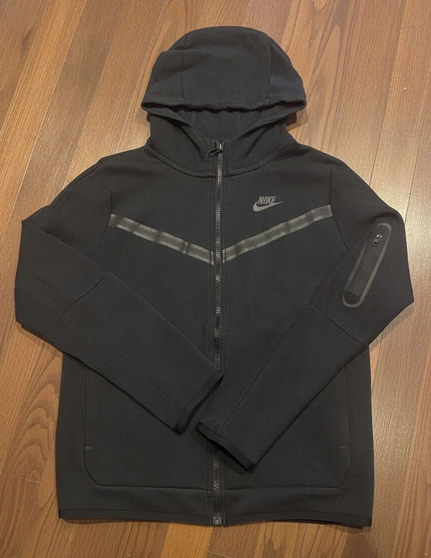 Nike Black Full Zip Hoodie with Arm Zipper Pocket, Size XL