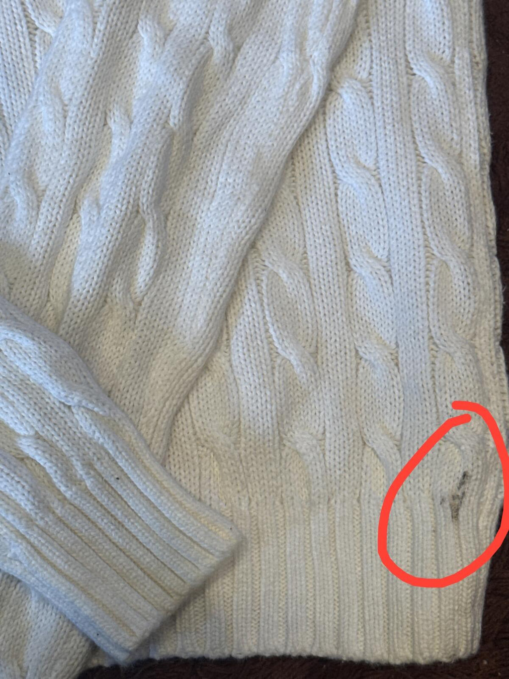 Ralph Lauren Sport Cream Cable Knit Cotton V-Neck Sweater XL