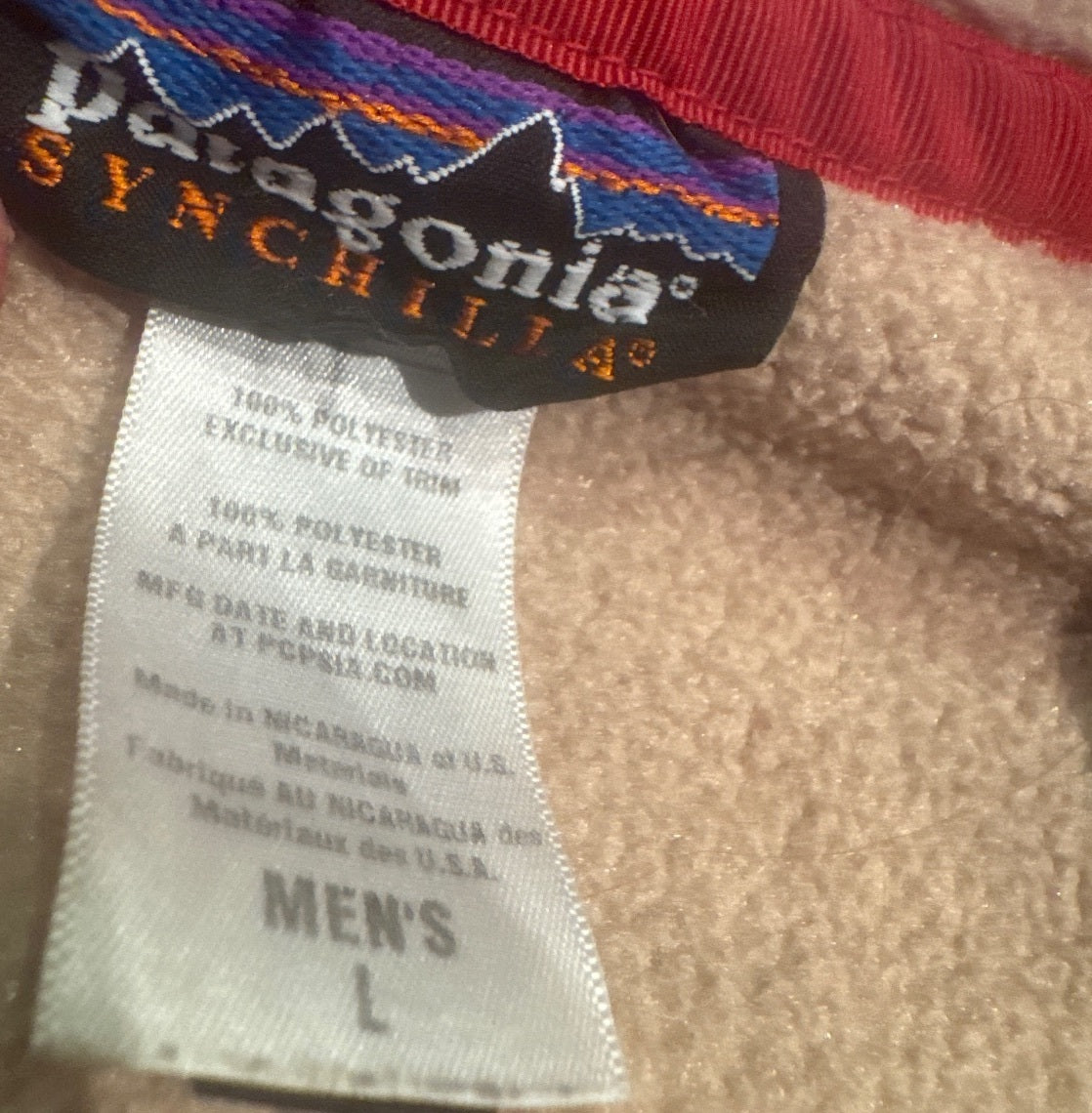 Patagonia Synchilla Men's Large Beige Fleece Pullover