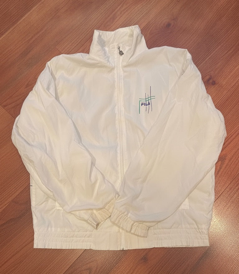 Rare Vintage Fila White Windbreaker Jacket with Retro Logo