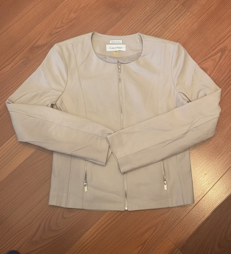 Calvin Klein Beige Zip-Up Jacket Size 10