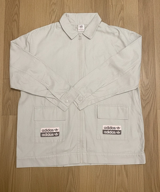 adidas Light Grey Zip-Up Jacket with Front Pockets, Size UK