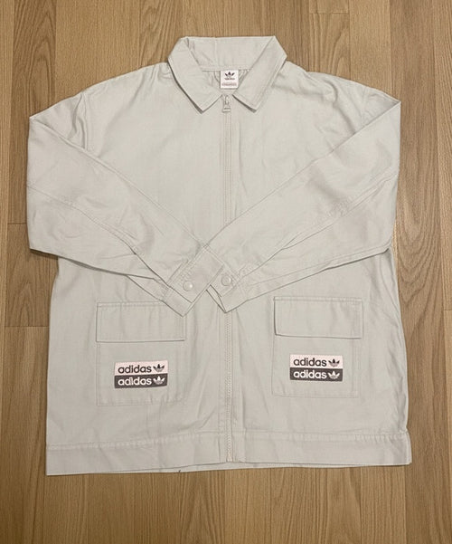 adidas Light Grey Zip-Up Jacket with Front Pockets, Size UK