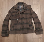 G-Star RAW Brown Plaid Wool Blend Peacoat Jacket Medium