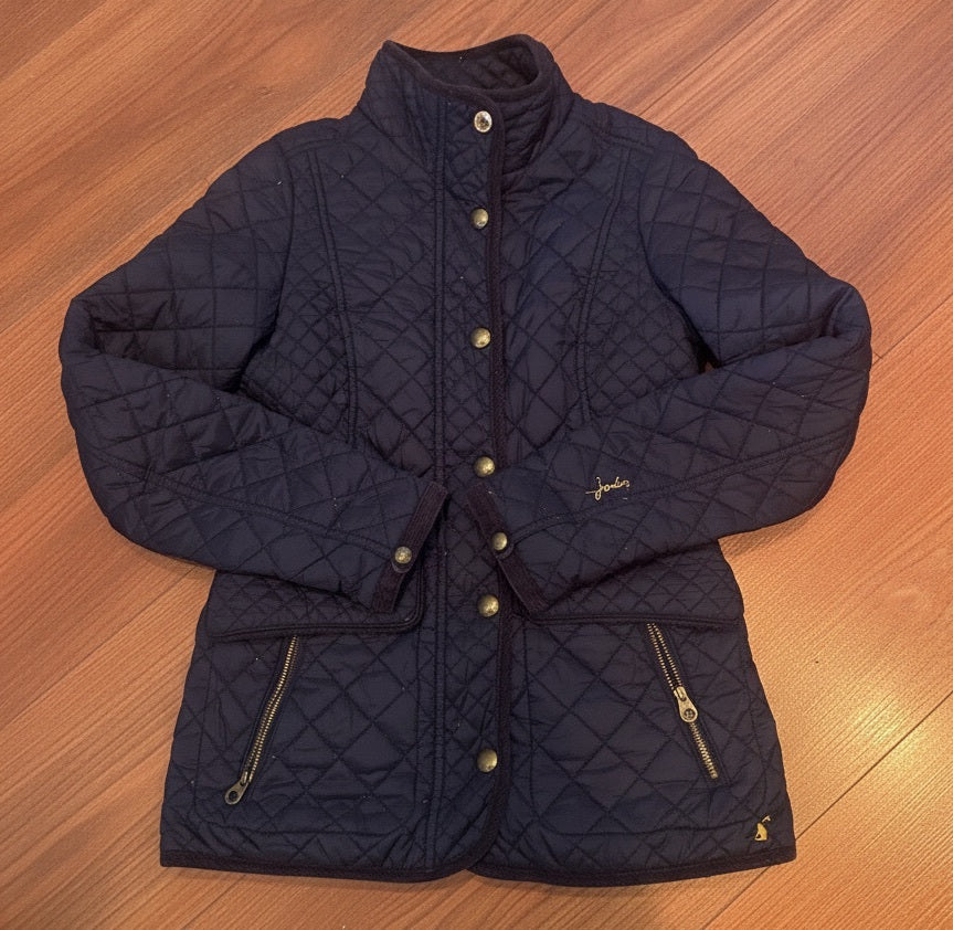 Joules navy quilted jacket UK size 8 with gold-tone buttons - product photograph 1 of 11