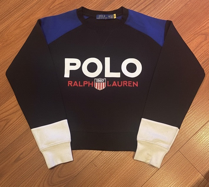 Polo Ralph Lauren black blue and white crewneck sweatshirt XS, product image 1 of 6